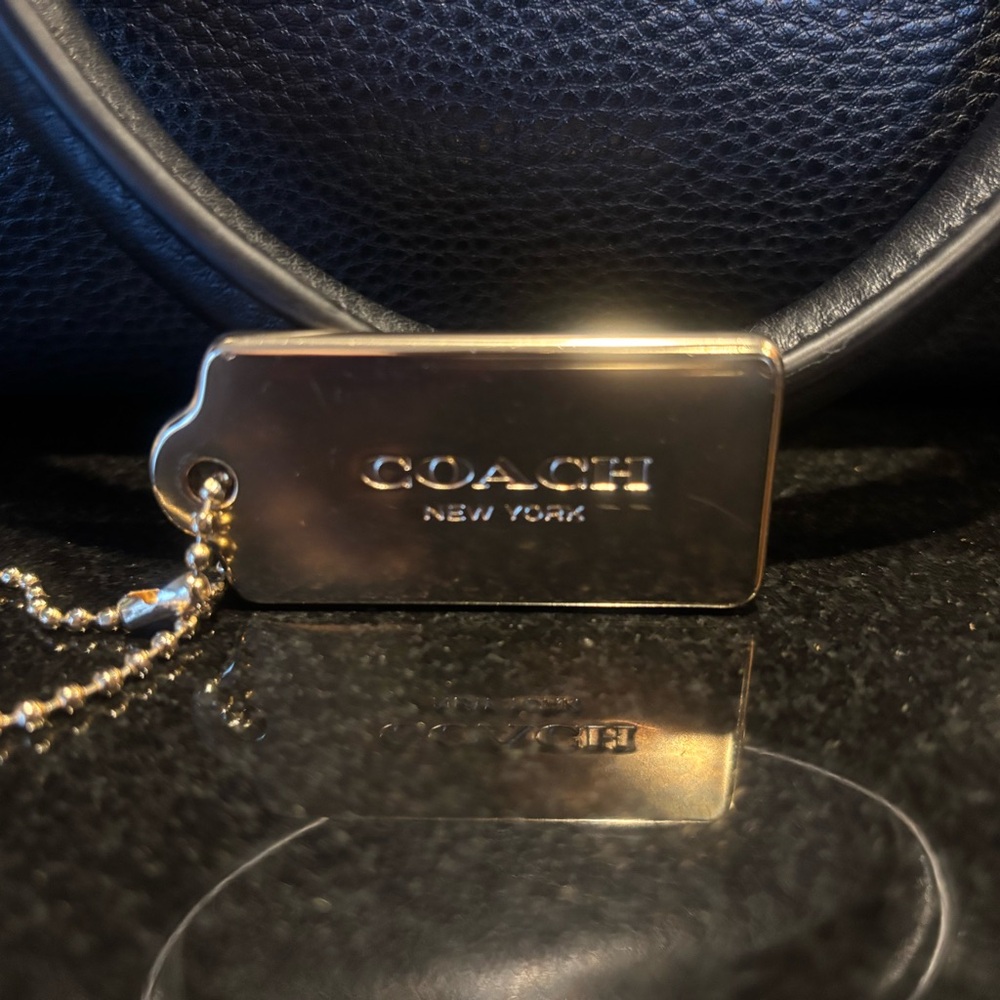 Authentic Coach large Gold Metal Hang Tag Keychain bag charm Key Fob